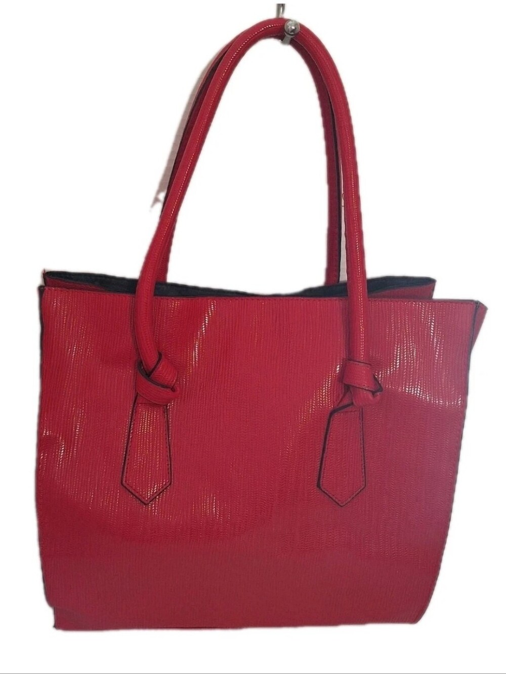 Elizabeth Arden Exclusive Large Red Faux Leather PVC Textured Tote Handbag Purse